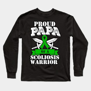 Proud Papa Of A Scoliosis Warrior Awareness Ribbon Father Long Sleeve T-Shirt